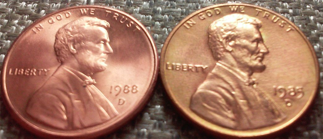 1985-D-Penny-With-Brass-Yellow-Finish?