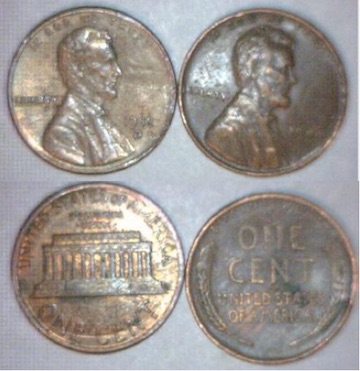 1962-D-Lincoln-With-Wheat-Cent-Struck-Through-On-OBV-&-Rev