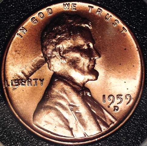 1959-D-LMC,-Struck-Through-Obverse