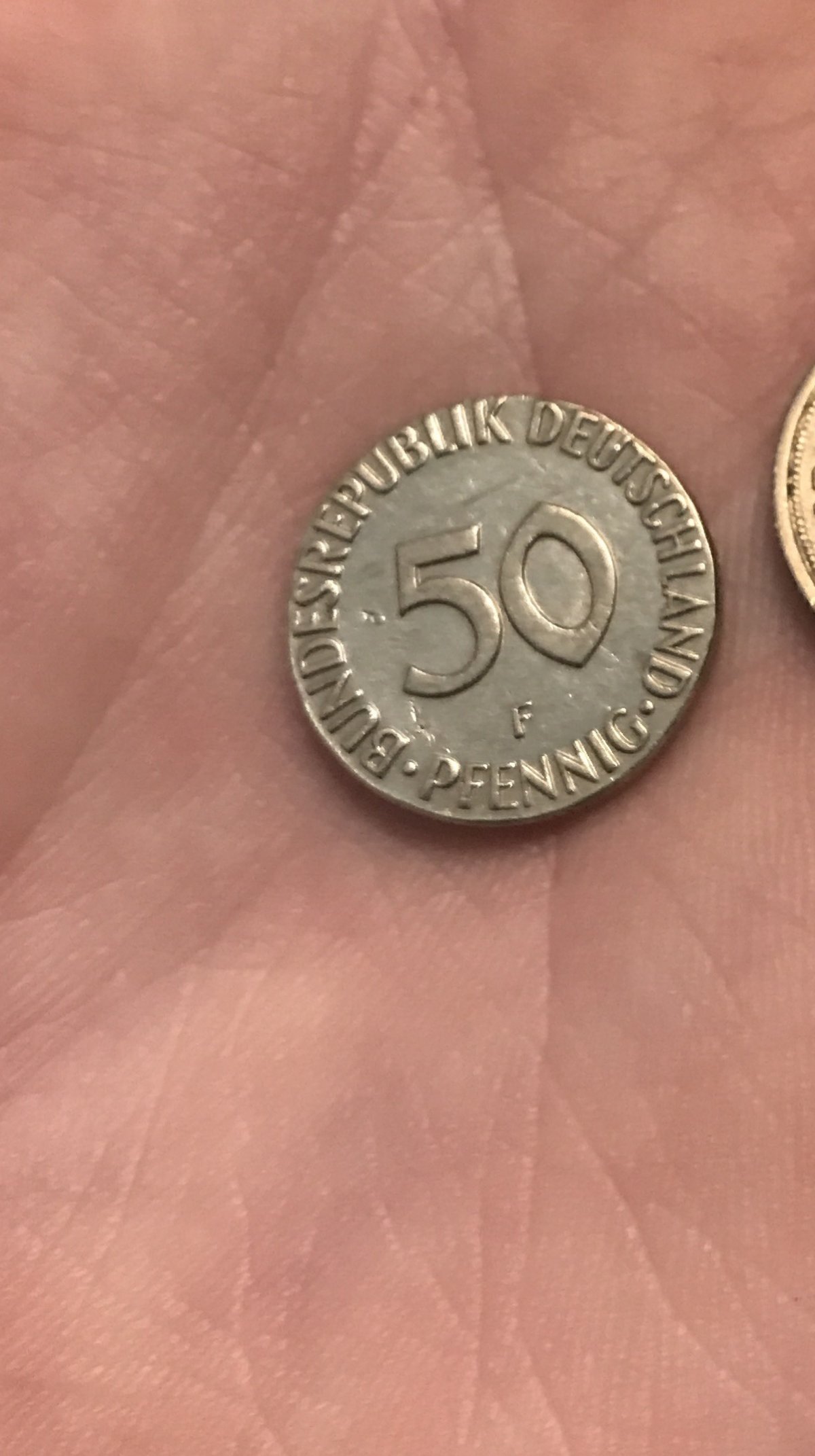 Possible-1980-50-Pfennig-German-Coin-Struck-On-1890's-5-Pfennig-Planchet?