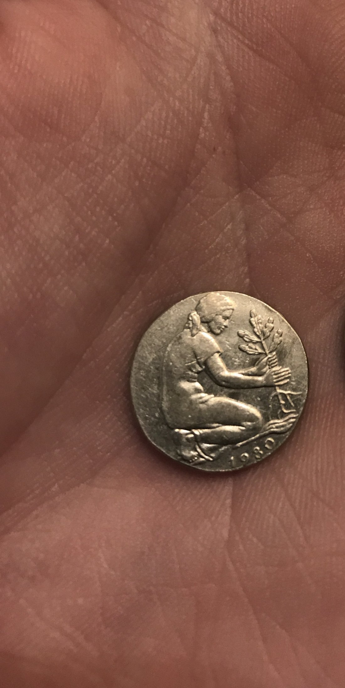 Possible-1980-50-Pfennig-German-Coin-Struck-On-1890's-5-Pfennig-Planchet?