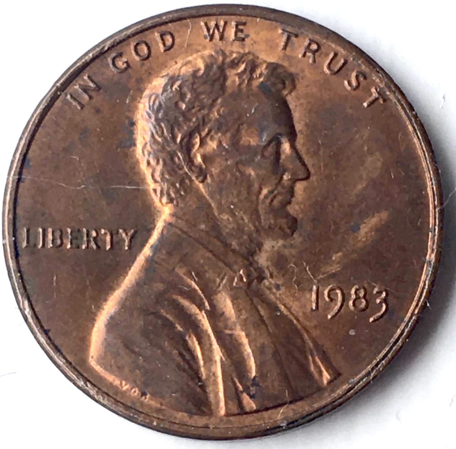 1983-Penny-With-Large-Die-Crack-On-Memorial?