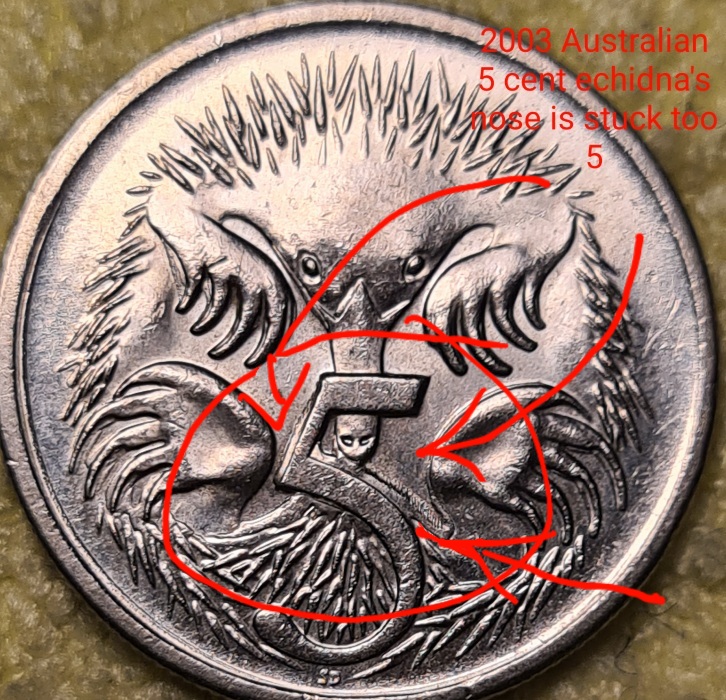 2003-Australian-5-Cent-Echidna's-Nose-Stuck-On-5