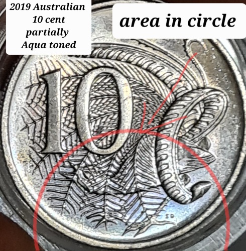 2019-Australian-10-Cent-Aqua-Toning-/-Die-Clashed-Obverse