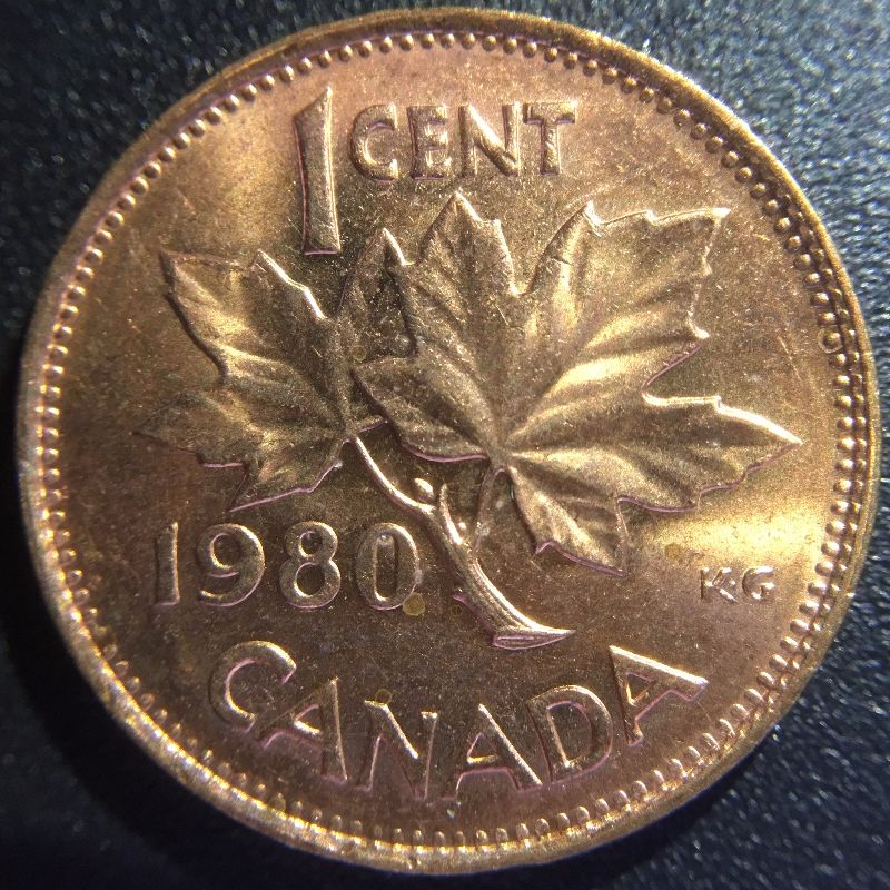 1980-Canadian-Penny---Denticles-Doubled-On-Rim?