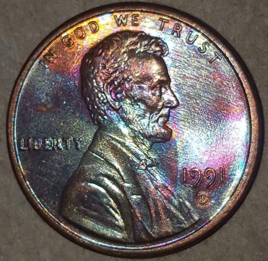 Toned-1991-Lincoln-Cent