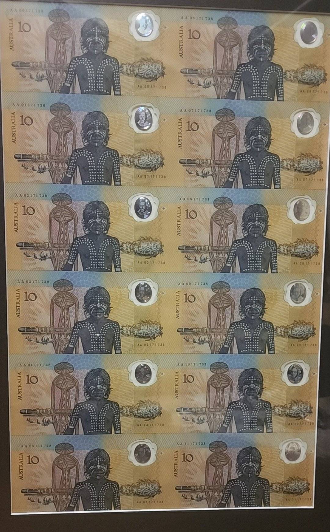 1988-Aus-Bicentennial-$10-Banknote-First-Prefix-Aa00171738-Aa11171738-Uncirc-Uncut-Half-Slab-Value