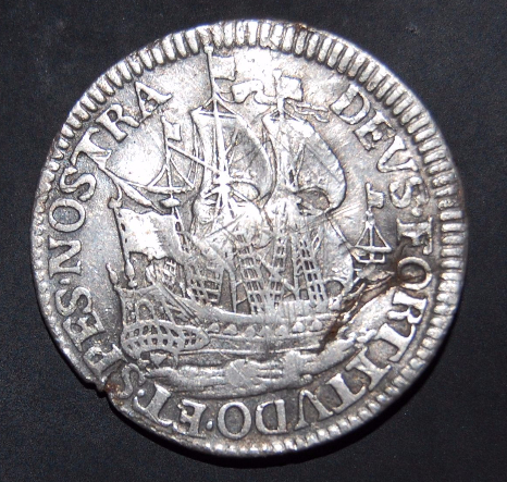 Scheepjes-Schelling-Or-Colonial-NY-Ship-Shilling-From-West-Friesland-1679