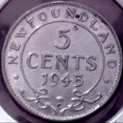 Newfoundland-5-Cents-1945-With-Die-Crack-On-Obverse