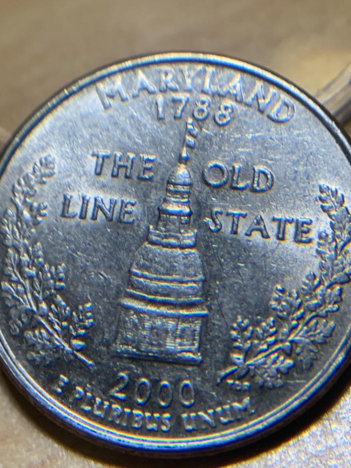 2000-P-Mint-Maryland-Quarter-I'm-Guessing-Machine-Doubling?-But-Always-Hoping-Doubles-Die