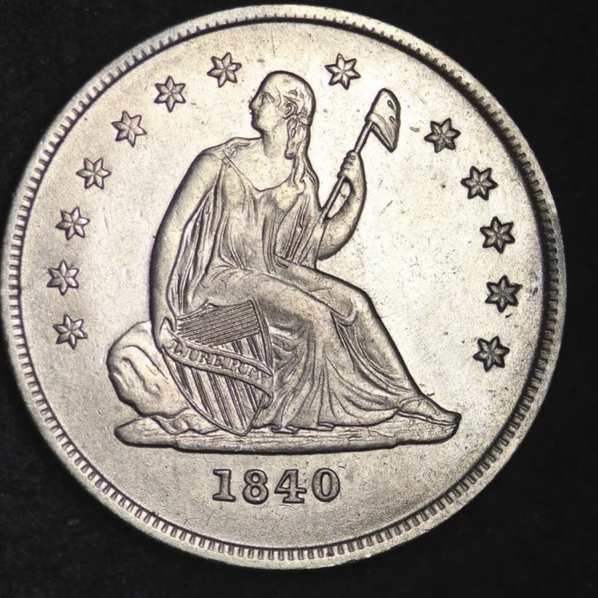 1840-O-Seated-Liberty-Quarter,-No-Drapery,-Grade-Request