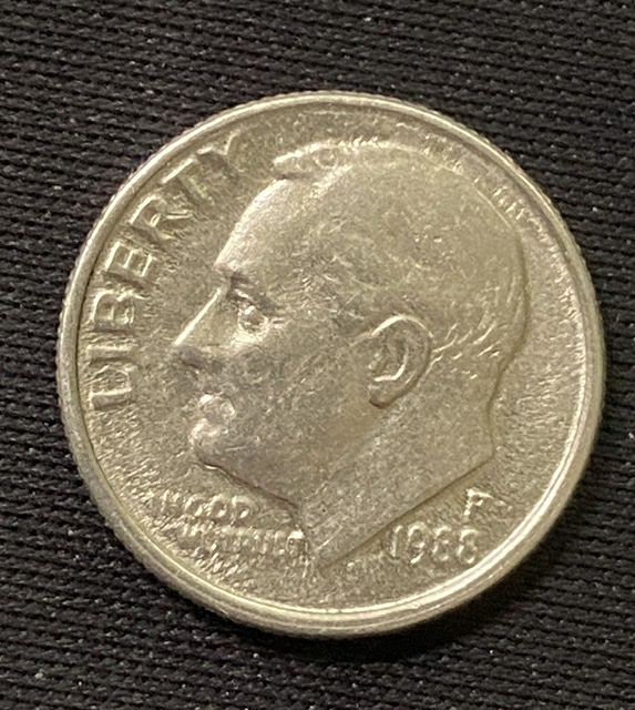 1988-P---Dime---Funky-Stuff-On-Obverse
