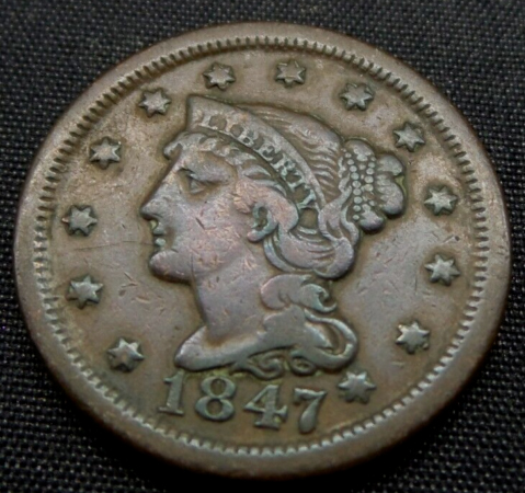 1847-Braided-Hair-Cent---Grading-And-Opinion