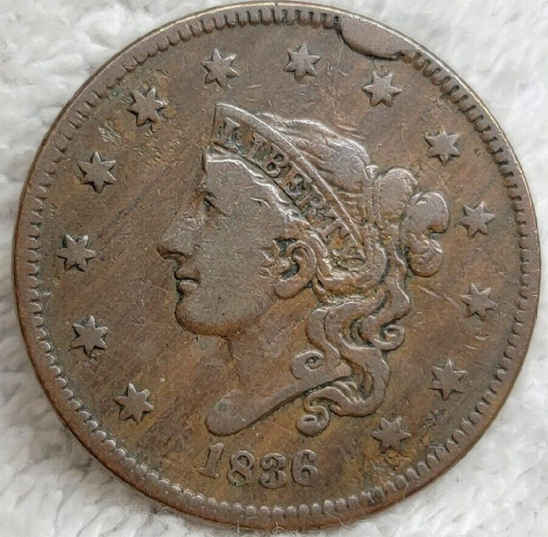 1836-Coronet-Head-Large-Cent-N-6-For-Grading-And-Opinion