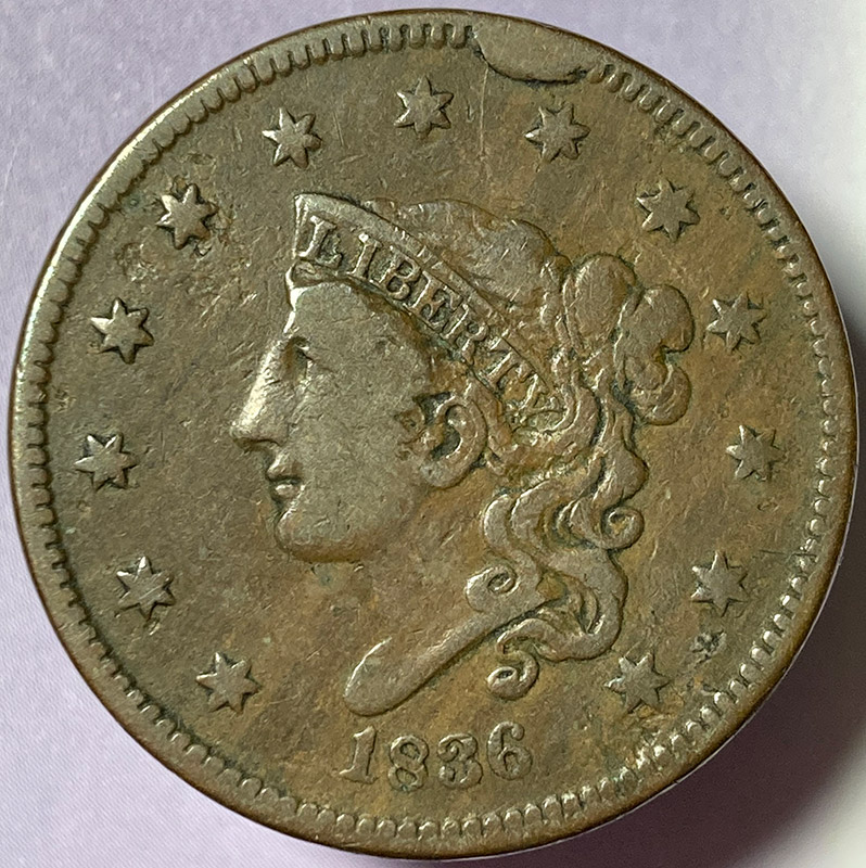 1836-Coronet-Head-Large-Cent-N-6-For-Grading-And-Opinion