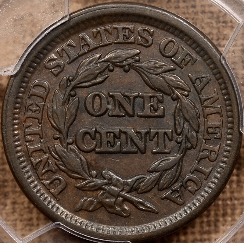 1849-Braided-Hair-Cent---In-Hand