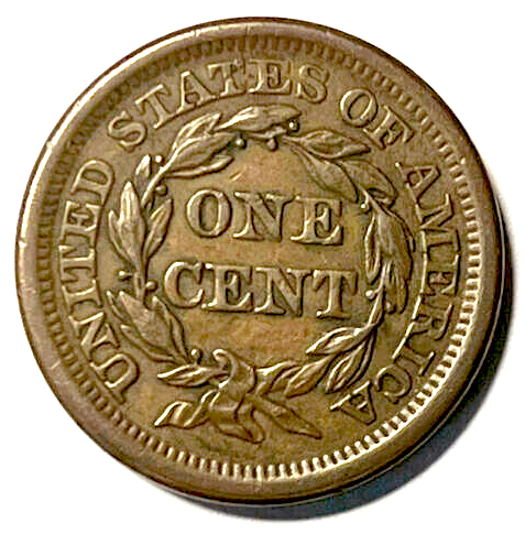1855---Slant-5---Braided-Hair-Cent-For-Evaluation-And-Grade