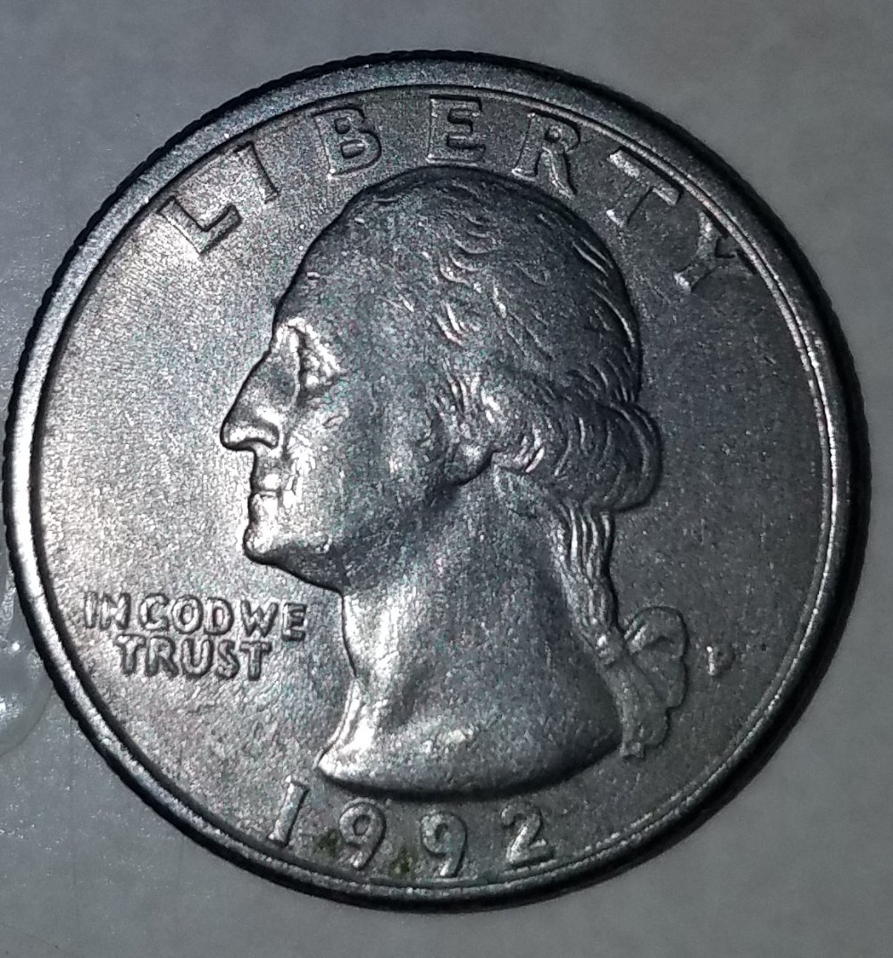1992---P-Jefferson-Quarter-/-Finning-Or-Post-Mint-Damage