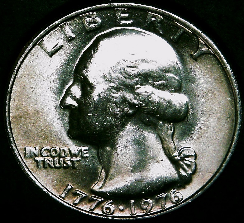 1976-P-Bicentennial-Quarter-With-Many-Die-Cracks-And-A-Large-Die-Gouge