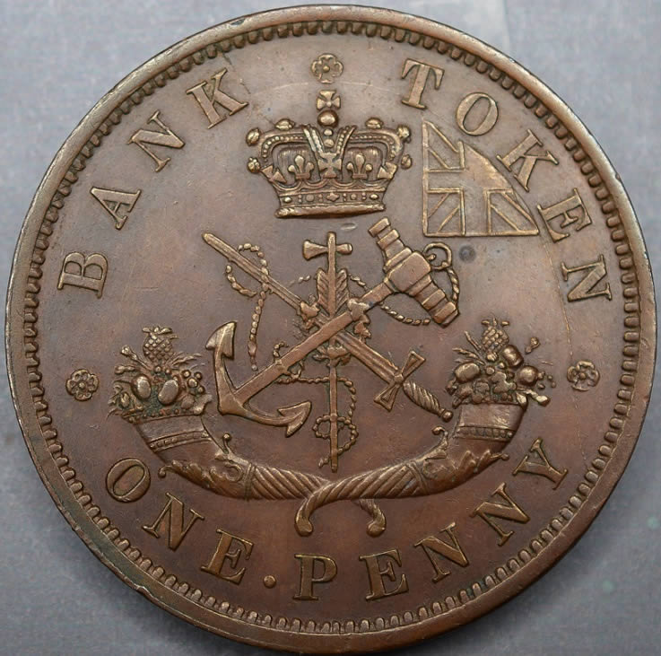 1852-Bank-Of-Upp.-Can.-Penny--For-Thoughts-And-Observations