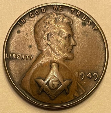 Masonic-Tokens,-Coins-And-Counter-Stamped-Pennies