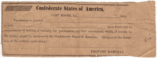 Permission-To-Visit-Confederate-Camps-Id:-Csa-Enlistment-Form-And-Camp-Visitor-Pass