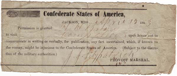 Permission-To-Visit-Confederate-Camps-Id:-Csa-Enlistment-Form-And-Camp-Visitor-Pass