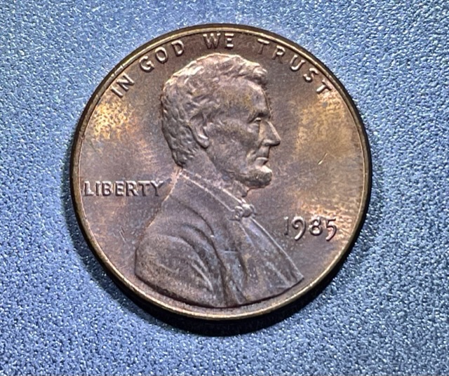 1985-Lincoln-Penny-Ear-Error,-Die-Cracks