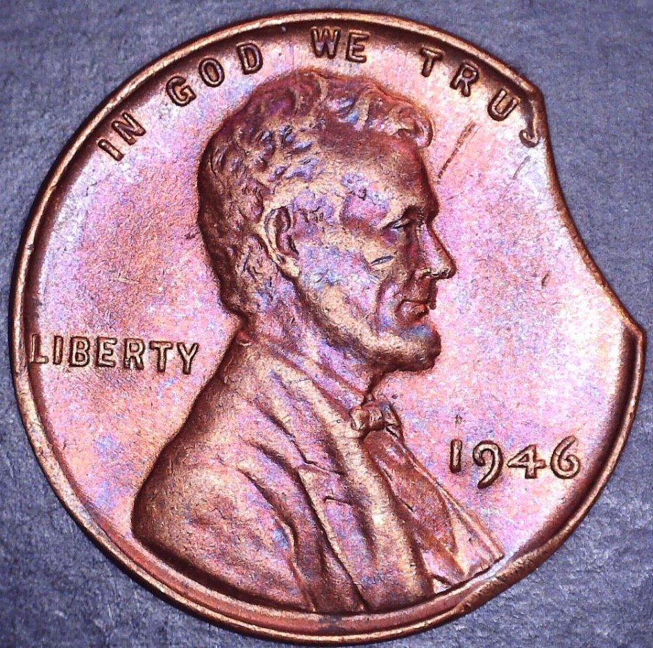 1946-P-LMC-Clipped-Planchet-With-Blakesley-Effect