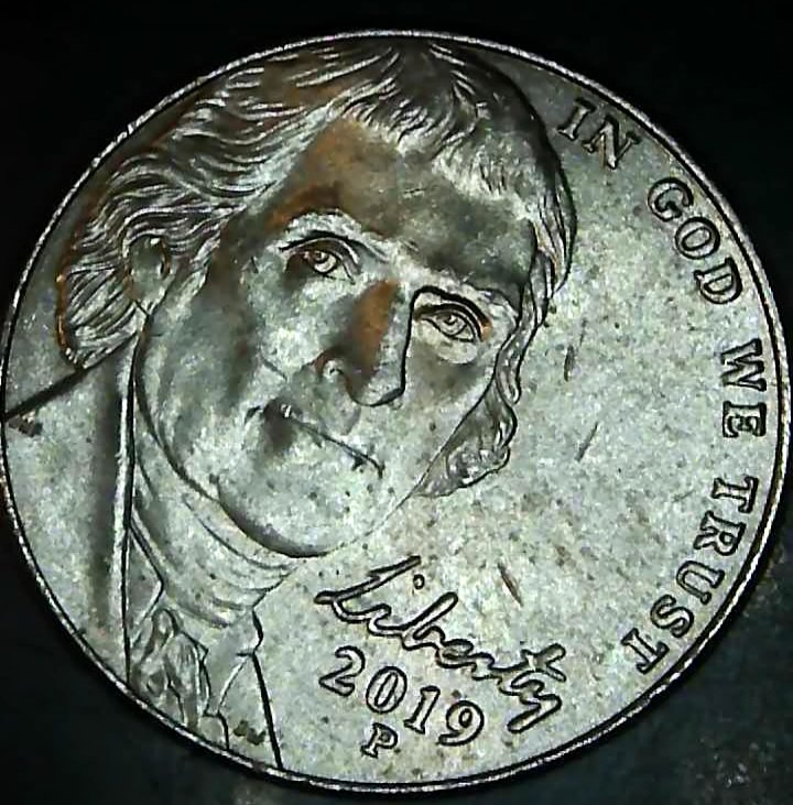 2019-P-Jefferson-Nickel-With-A-Nice-Interior-Die-Break/Gouge.--DDR?