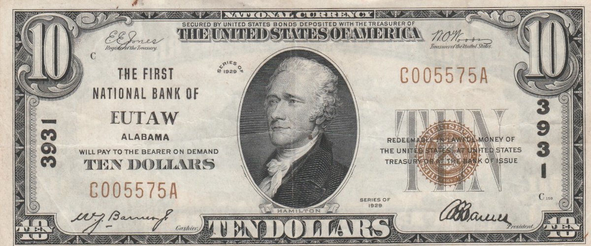 Bank-Of-Eutaw-$10-1929---Guess-At-Value