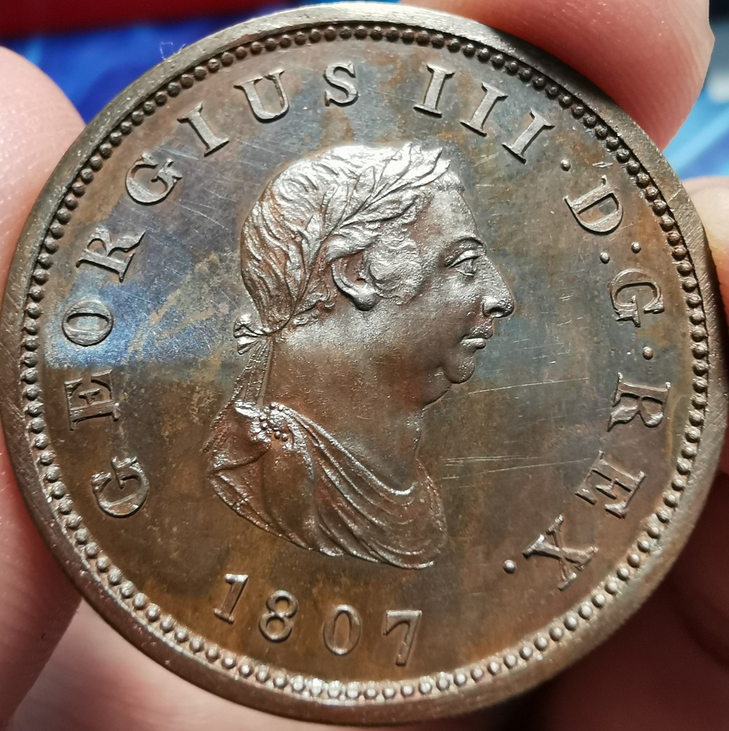 1807-Half-Penny-Bronzed-Proof-Peck-1383-Restrike