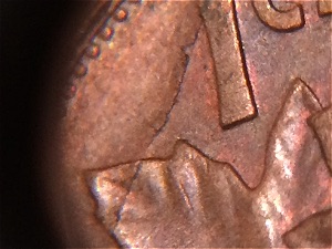 1977-Canadian-Cent-Massive-Lamination-Crack-Or-Something...