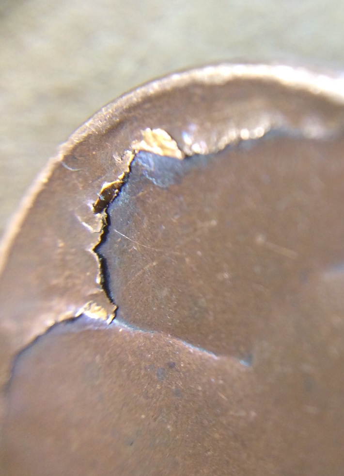 US-Penny-Coin-Error--Layer-Torn-Off-The-Top