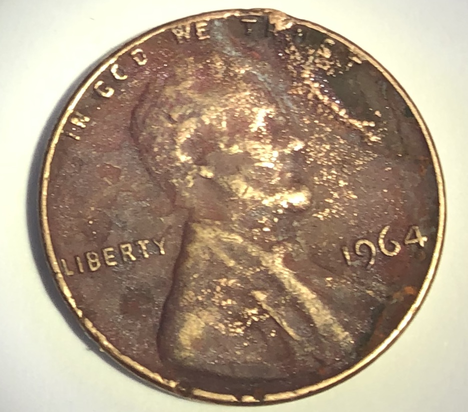 1964-Dark-Red-Penny-Missing-Much-Detail