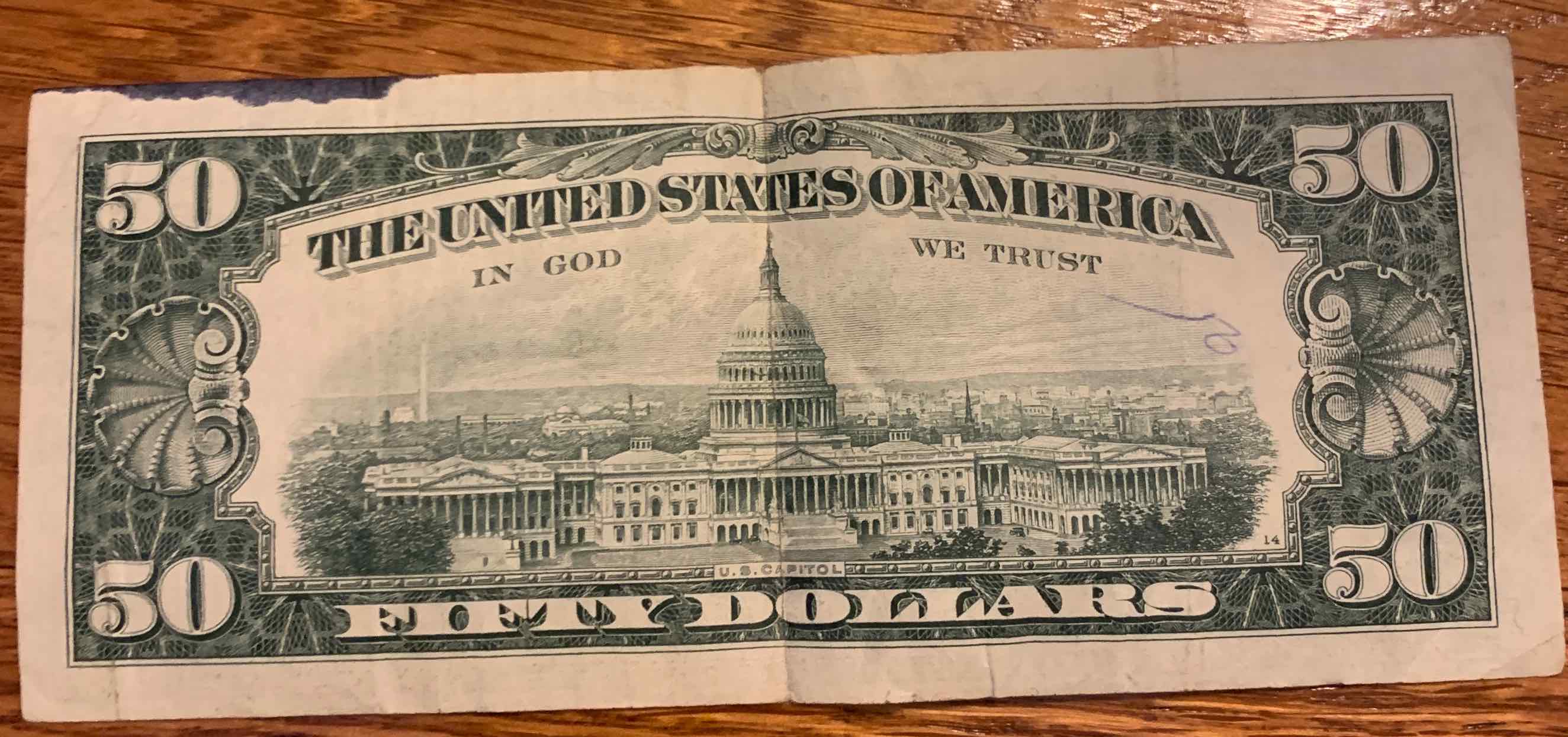 $50-1969A-Series-Star-Note-With-Black-Mark-On-Corner