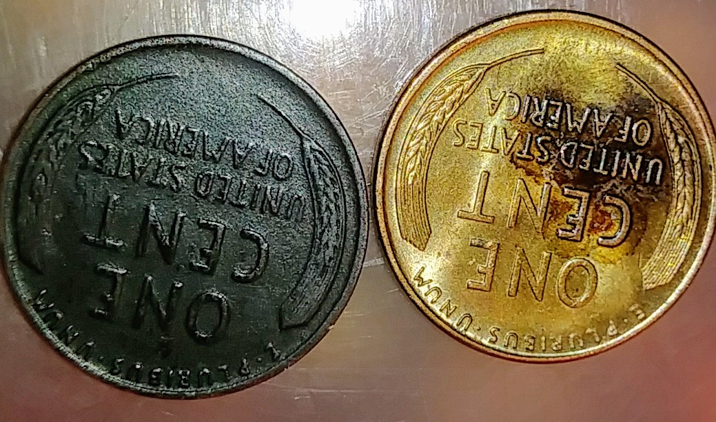 Hey-Fellas,-Could-Use-A-Little-Help-Here.-44d-And-45p-Wheat-Cents.-Toning?