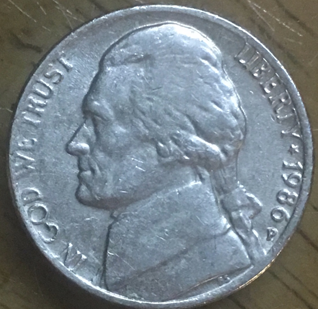 1986-P-Nickel---Lettering-On-Reverse