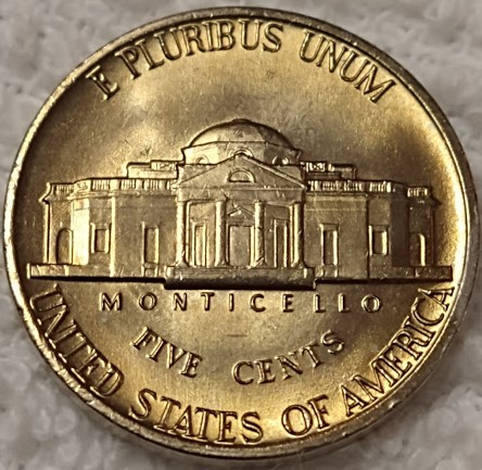 1979-Jefferson-Nickel---Discolored-To-A-Gold-Tint