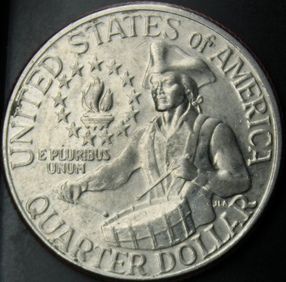 1976-D-Quarter-Struck-Though-Grease/Debris
