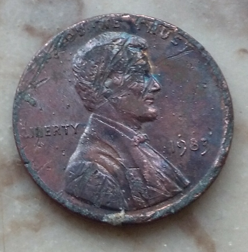 1983-Penny-With-Scratches-On-The-Lincoln-Head.
