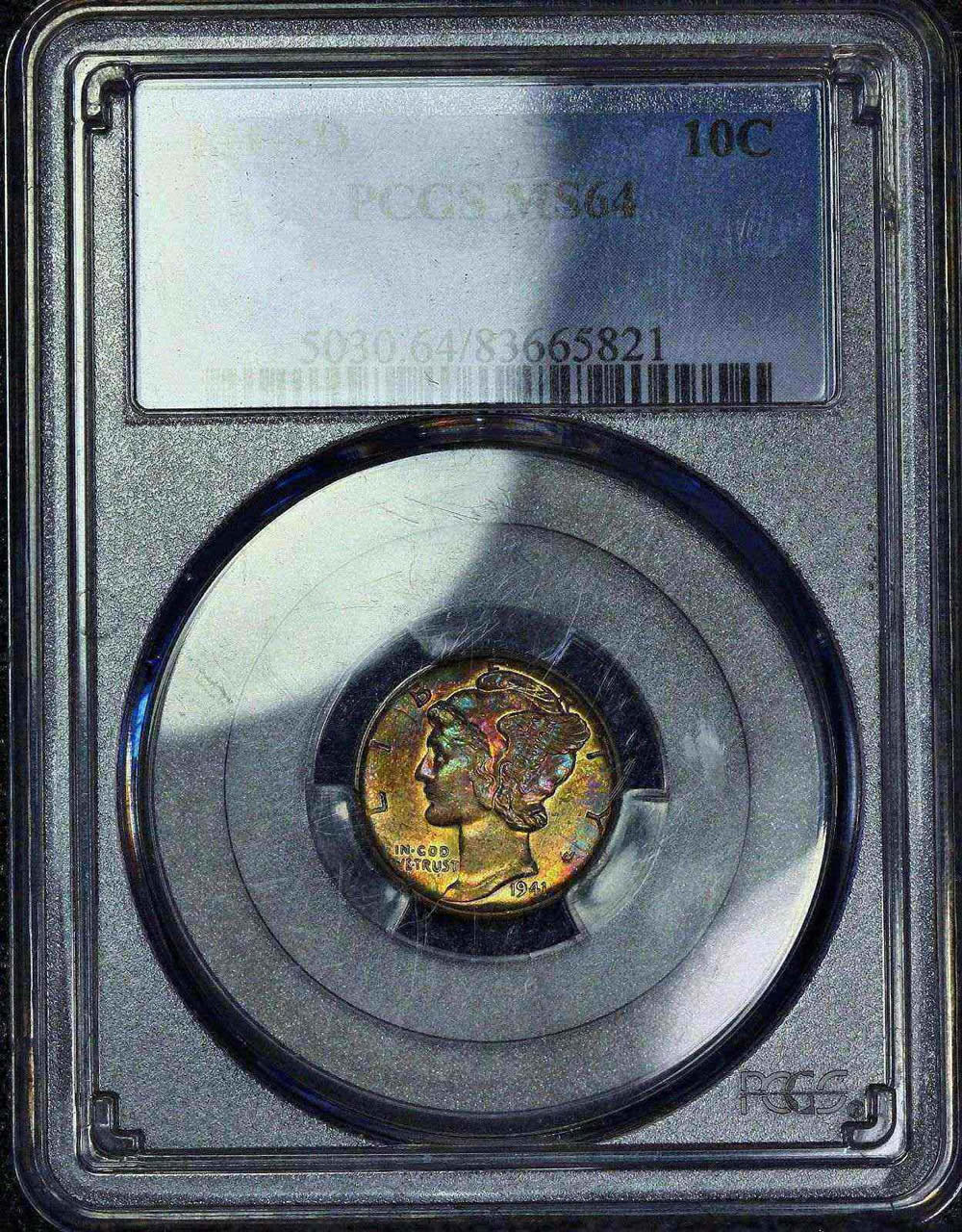 Colorfully-Toned-1941-D-Mercury-Dime