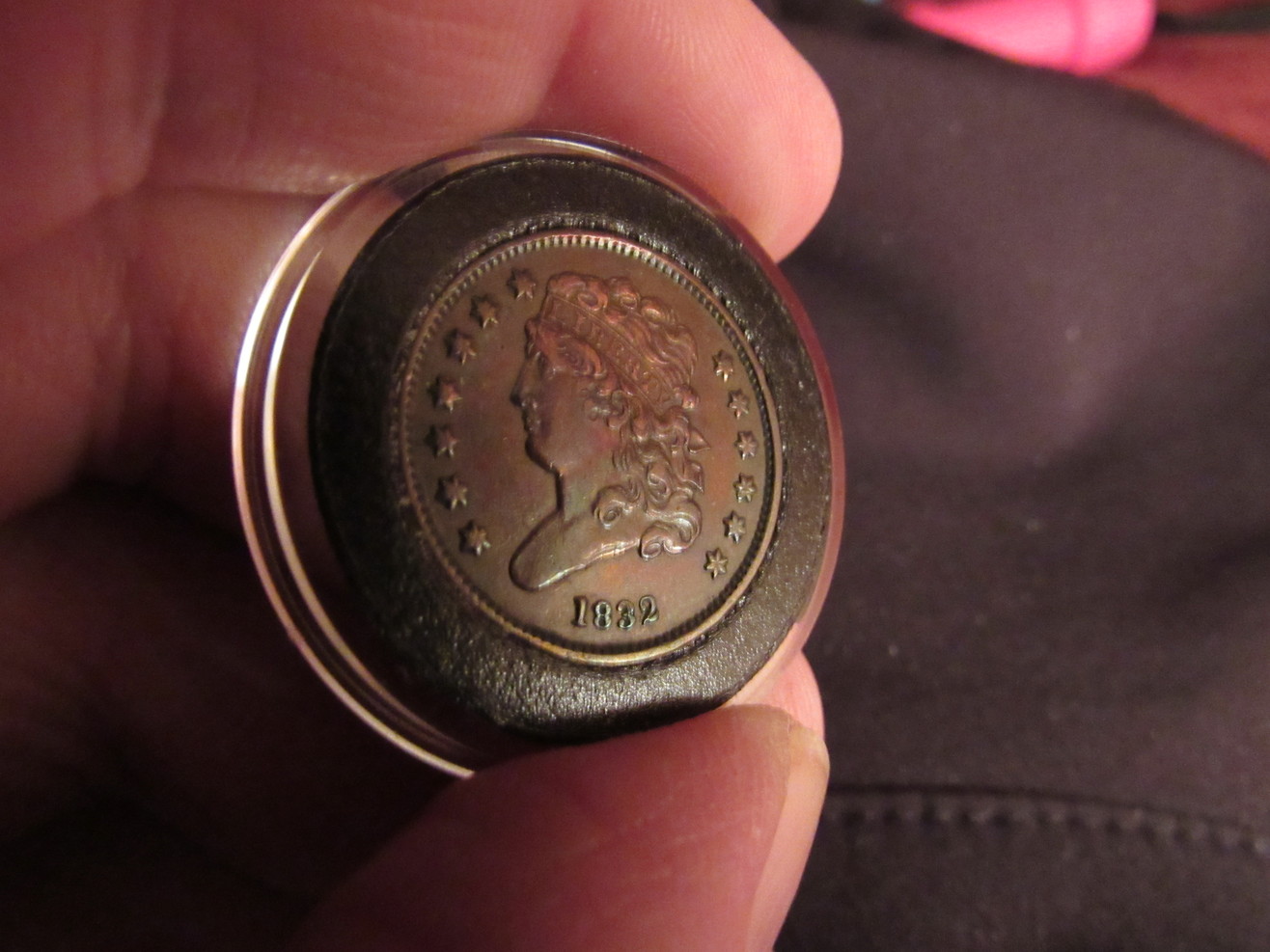 1832-Half-Cent-Colorful-Toning-Raw