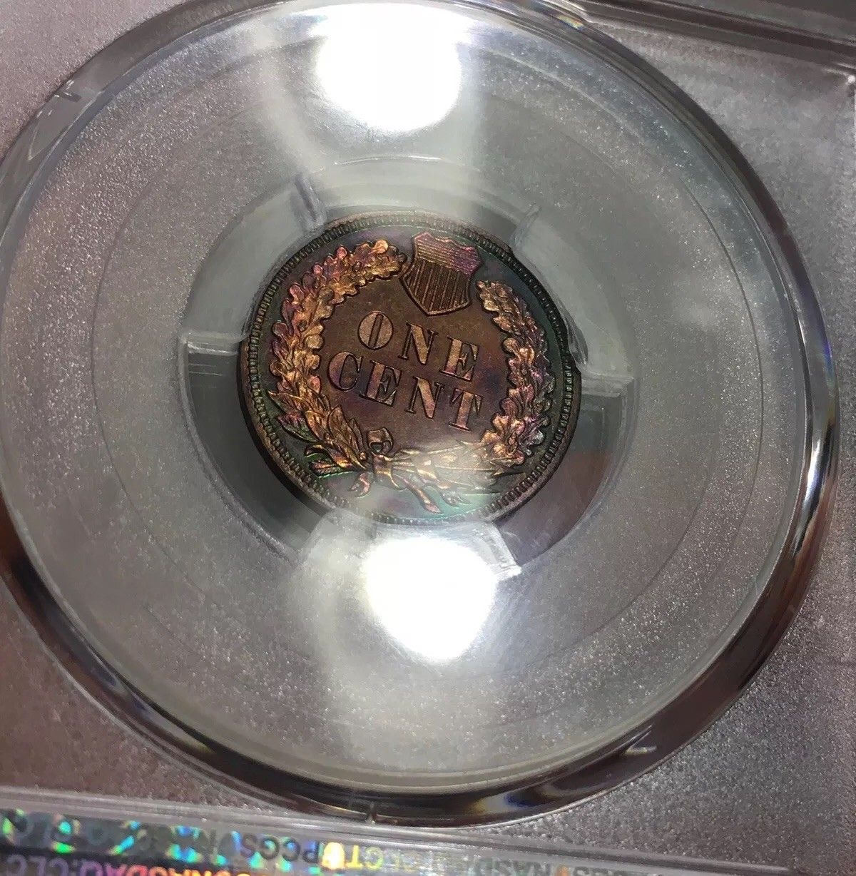 1897-Indian-Cent-Proof-PCGS-R/B-PF-63-Very-Colorful