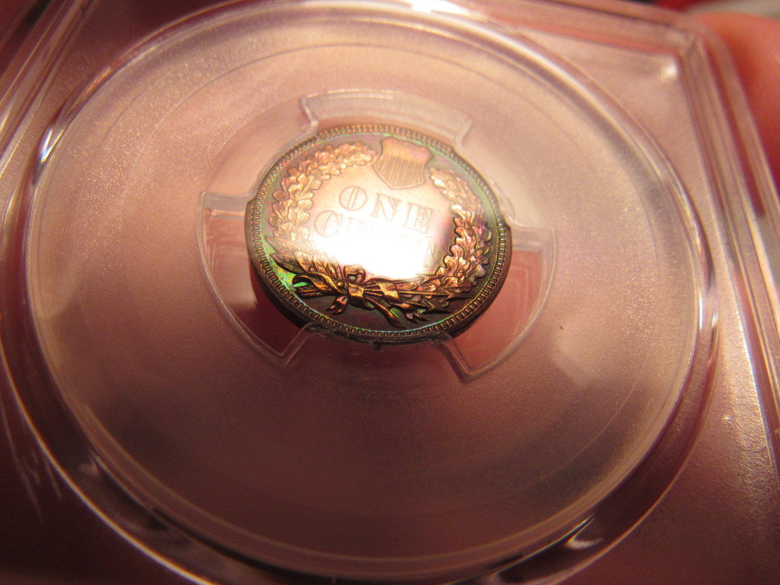 1897-Indian-Cent-Proof-PCGS-R/B-PF-63-Very-Colorful