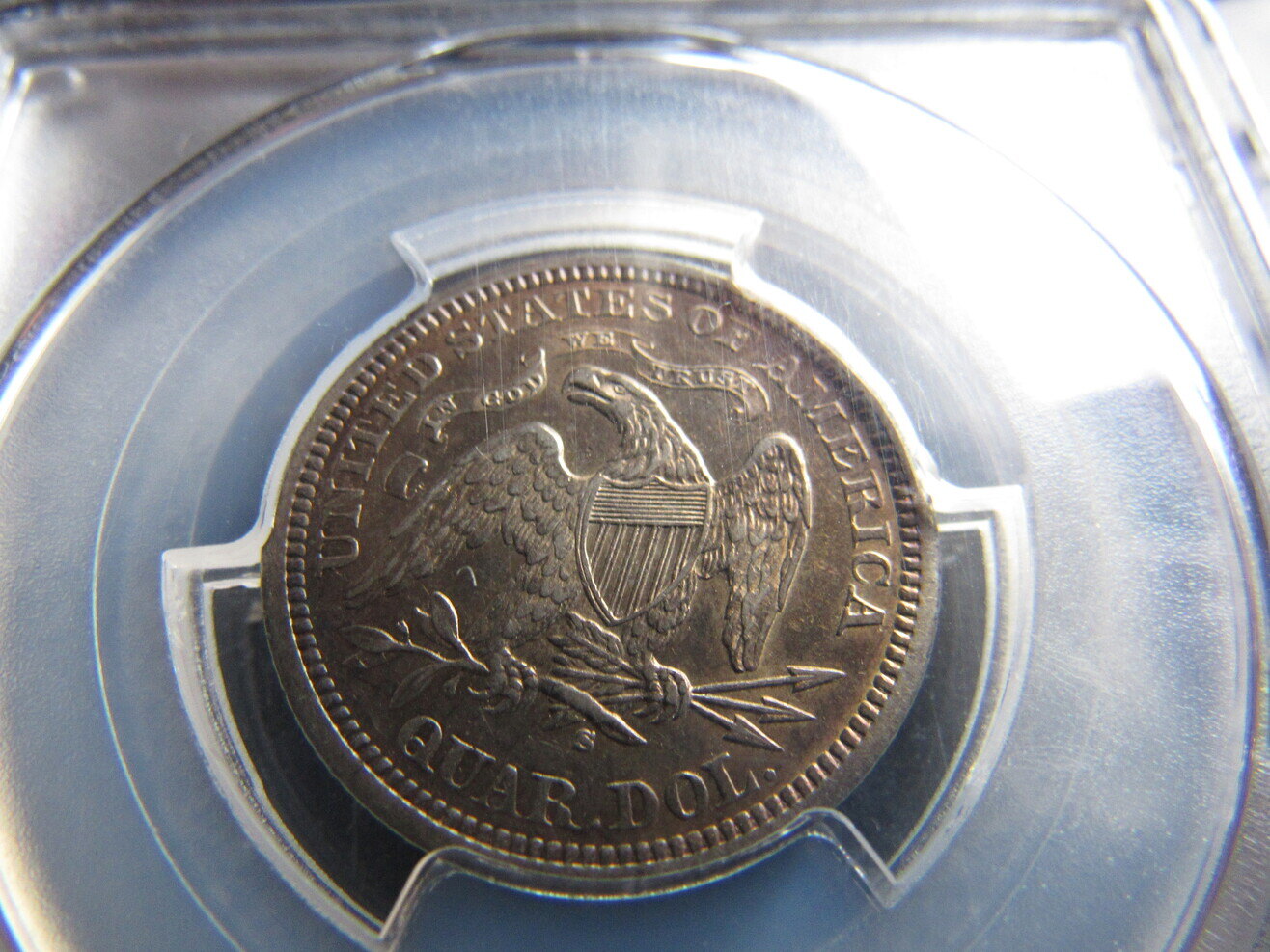 1873-S-Seated-Liberty-Quarter-AU-55-With-Arrows