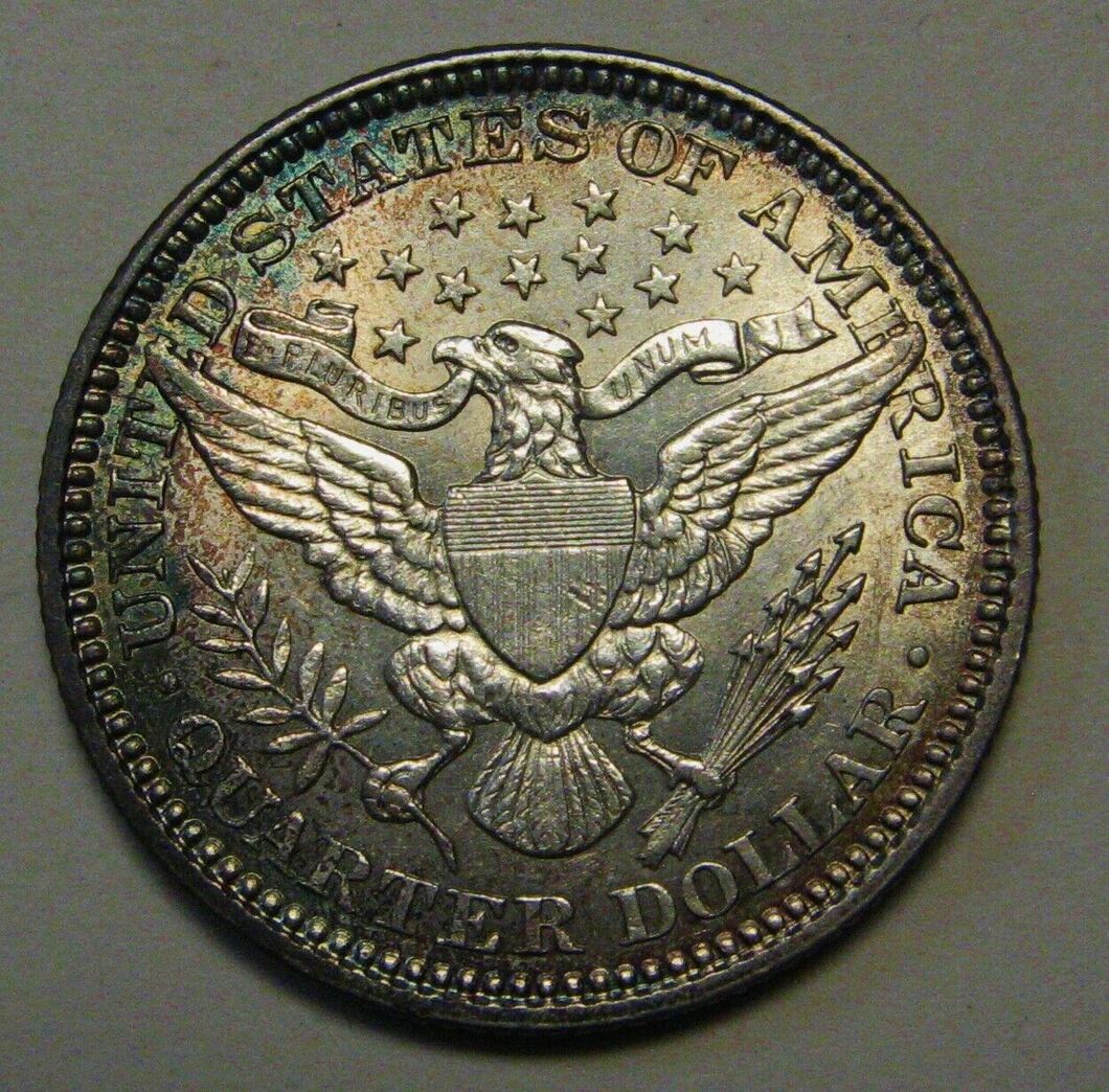 1901-Barber-Quarter-With-Colorful-Toning-For-Grading-Please