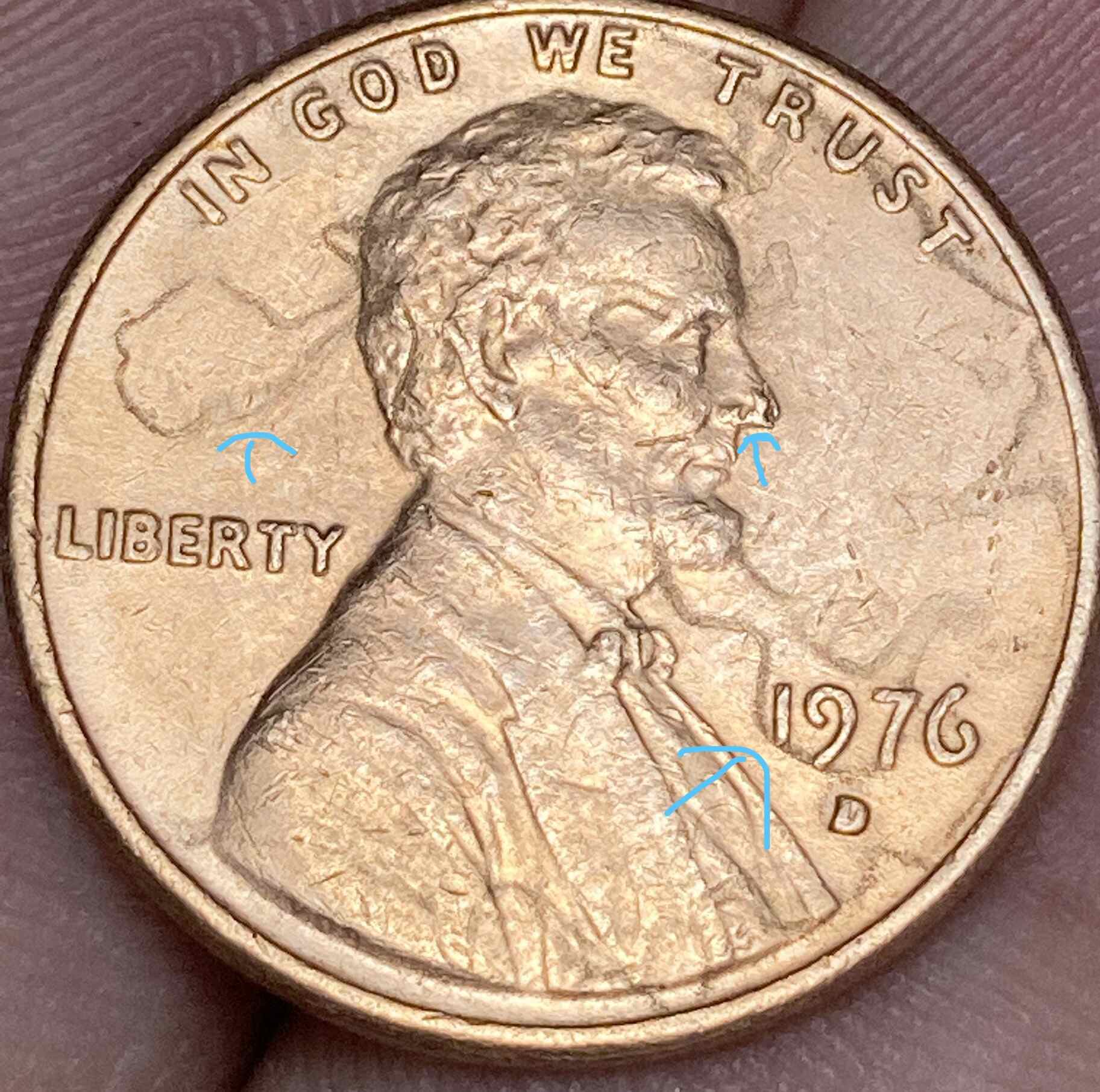 1976-D-Whats-Up-With-Lincoln's-Nose-And-Weird-Marks