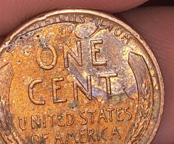 1952-Wheat-Penny-With-Weird-Markings-On-Reverse