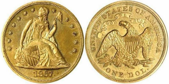 Garrette-Auction-US-1868-$5-Brass-Pattern-Coin-New-Collector